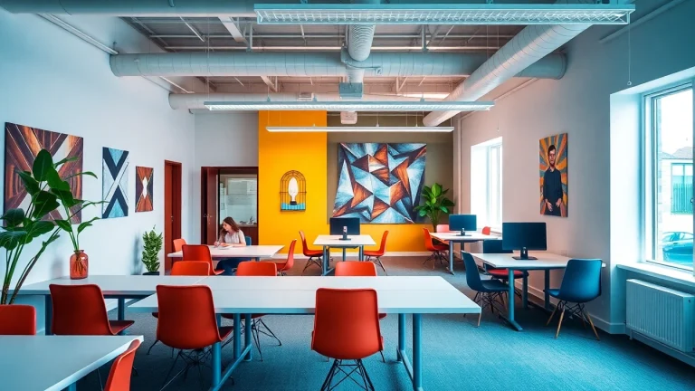 Engaging workspace reflecting Web design Manchester with vibrant colors and a creative atmosphere.