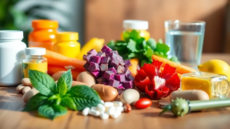 Optimize your health with dietary supplements displayed on a rustic wooden table, featuring classic designs and textures.