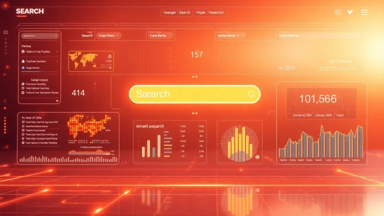 Experience the innovation of AI powered search with a sleek digital interface and interactive data visualizations.
