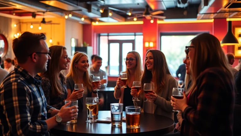 Celebrate an After Work Party with colleagues enjoying drinks and laughter in a cozy atmosphere.