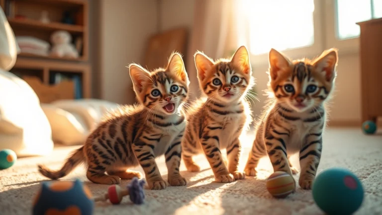 Playful Bengal kittens by a registered Bengal breeder showcasing their beautiful markings.