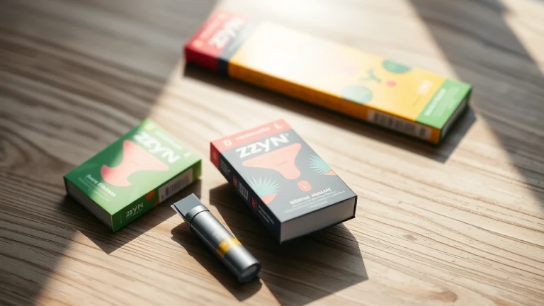 Showcase vibrant Zyn Bahrain nicotine pouches displayed elegantly on a wooden table.