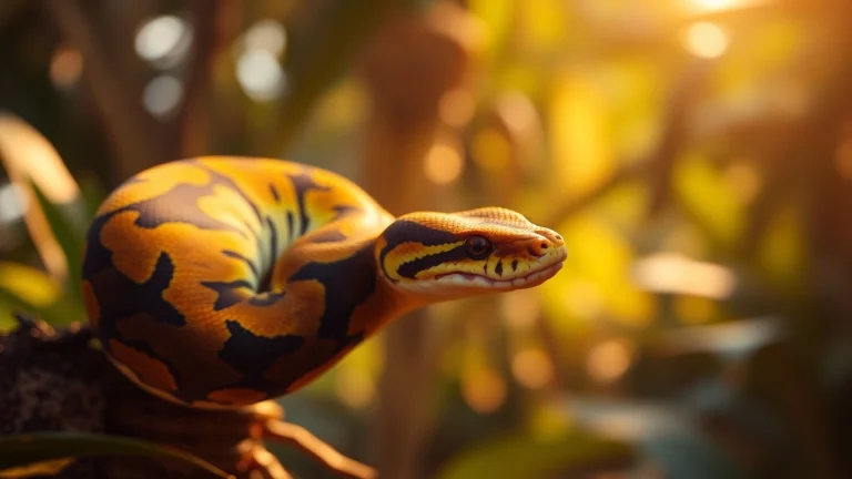 Admiring a vibrant Volta ball python for sale​, showcasing its stunning patterns and colors.