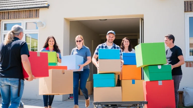 Efficient Bradford removal service team expertly moving boxes into a new home.