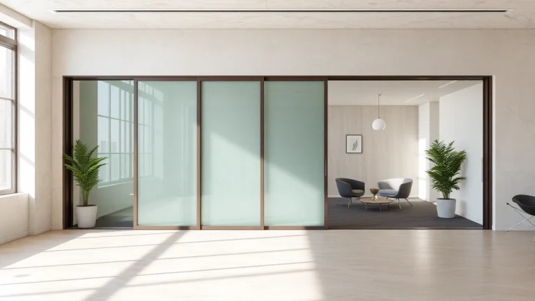Stylish sliding partition wall enhancing open space with contemporary design elements.