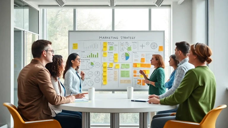 Strategieentwicklung für marketing für pflegedienste in einem modernen Büro mit einem Team von Experten.