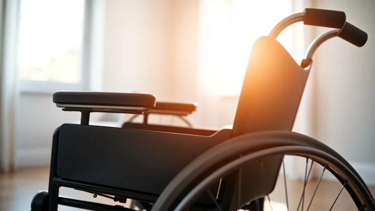 Manual wheelchair with ergonomic design showcased in a bright, inviting space.