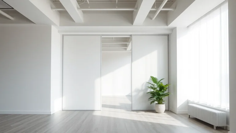 View a stylish sliding partition wall elegantly separating two areas, enhancing space and light.