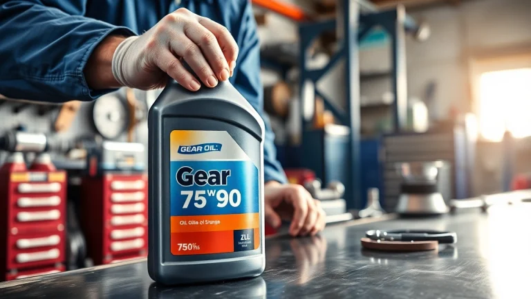Change gear oil 75w90 in a professional mechanic's workshop setting.