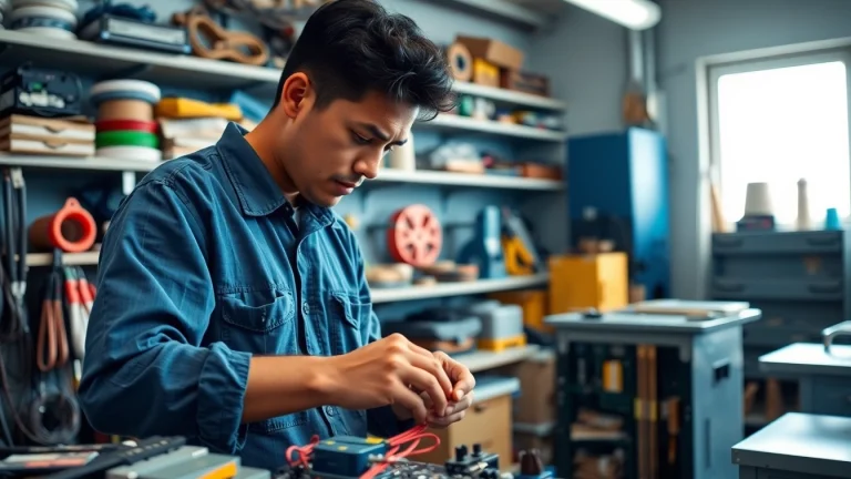 Electrician apprenticeship Hawaii in action, showcasing a dedicated apprentice working on a circuit board.