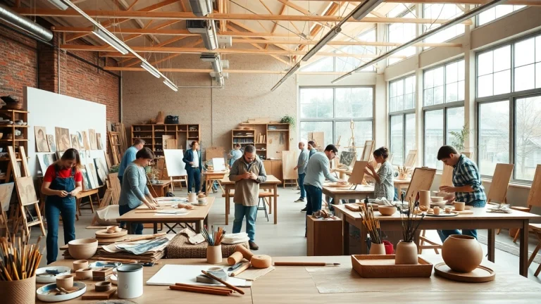 Engage in custom workshops focusing on creativity and collaboration in a vibrant studio environment.