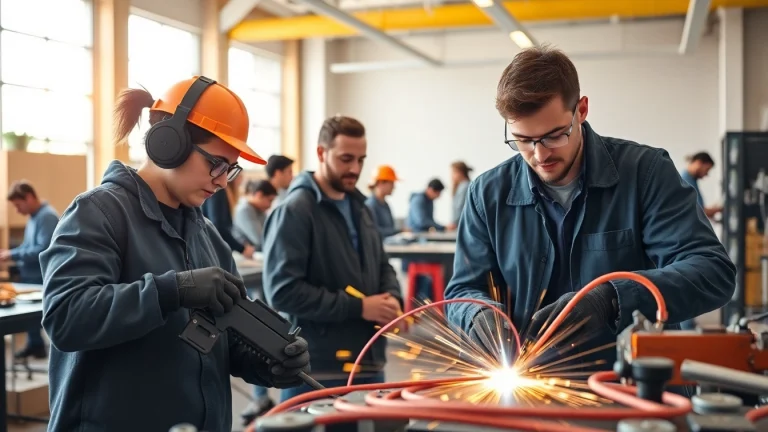 Students learning at a trade school in Knoxville, TN with hands-on training experiences.