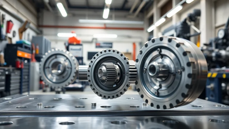 Examine a gearbox syncro system, showcasing its detailed metallic features and precise engineering.