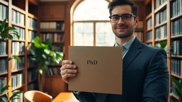 Celebrate your success where to buy phd degree surrounded by books and a diploma.