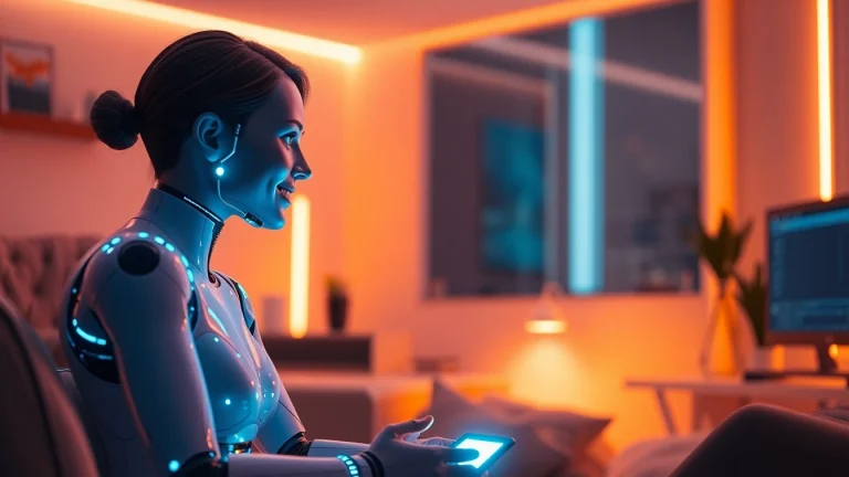 Engaging ai sex bot in a cozy setting, illustrating the future of digital companionship.