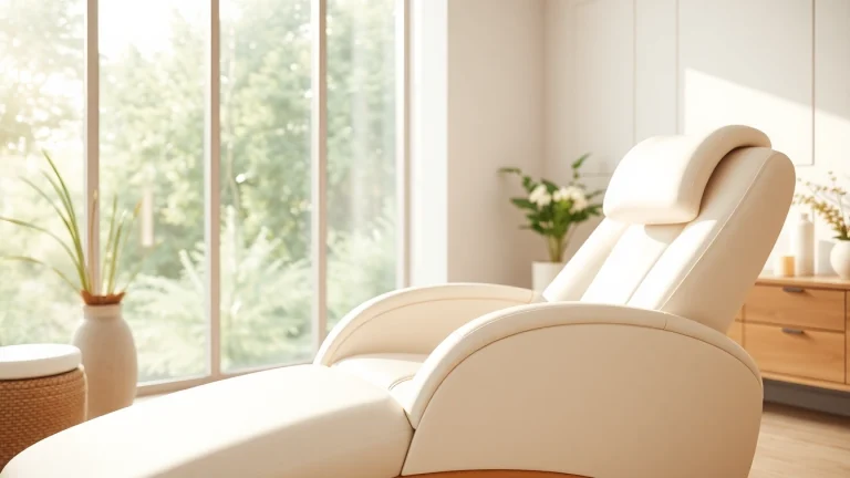 Bequeme kosmetik liege in einem schönen Spa-Umfeld mit entspannendem Design