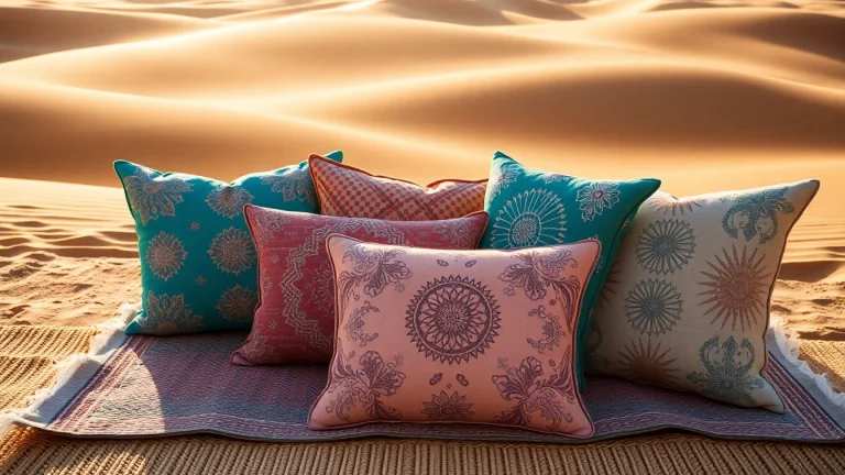 Enhance your decor with vibrant Cactus Silk Pillows, showcasing intricate patterns and colors.