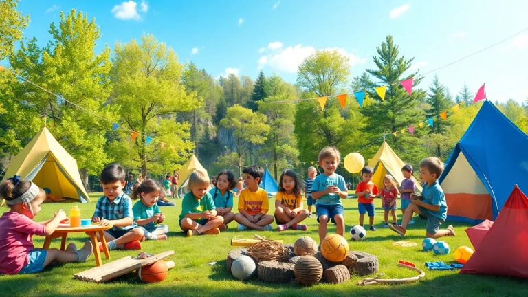 Kids enjoying fun activities at holiday camps surrounded by nature