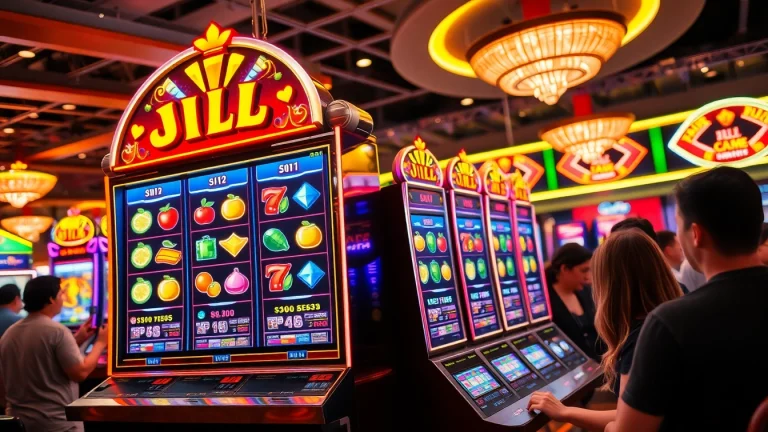 Explore thrilling JILI Games slots in a vibrant casino atmosphere filled with players.