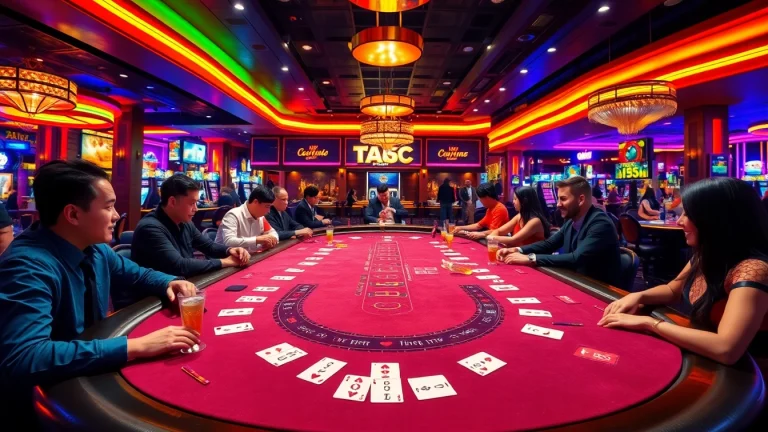 Experience the excitement of tab66 casino with vibrant players and colorful decor.