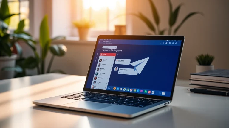 Engage with Telegram電腦版 on a sleek laptop, showcasing seamless messaging experience.