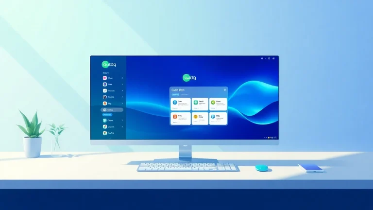 Engage with quickq下载 as a user interacts with its elegant interface showcasing features and tools.