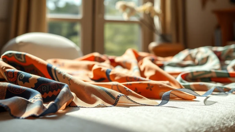 Display of vibrant vela scarves highlighting their intricate designs and soft textures