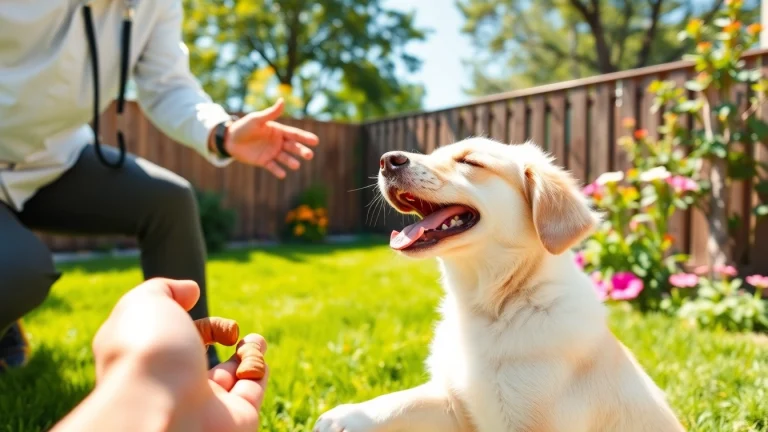 Dog urine smells like fish remedy showcased with a puppy and trainer enjoying outdoor playtime.