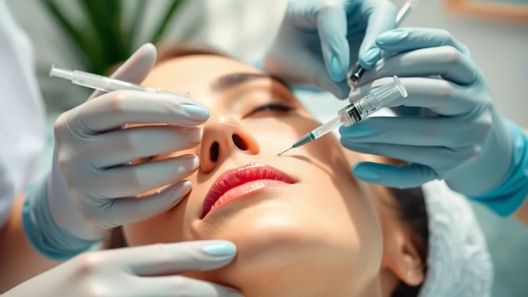 Administering dermal fillers by a professional in a serene medspa setting.