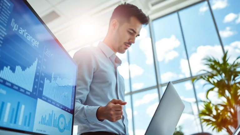 A business analyst examines vital revenue data for revenuerocketlab in a modern office.