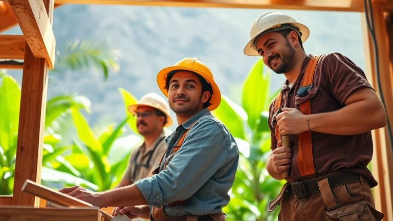 Showcase of professionals in hawaii trade schools during hands-on training in a tropical setting.