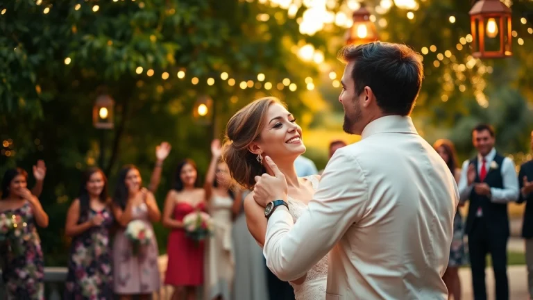 Tallahassee Photographer capturing an intimate couple's first dance amidst lush greenery.
