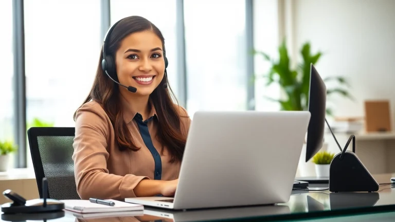 Highlighting resume summary examples for customer service with a professional representative at a desk.