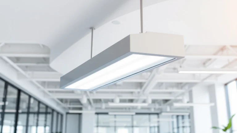 Showcase LED Batten Fixture illuminating a contemporary office environment with a sleek design.