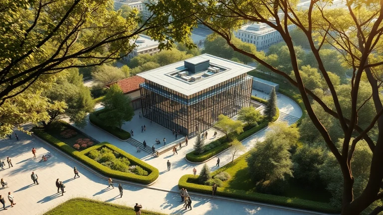 Visuelle Darstellung von architektur visualisierung mit einem modernen Gebäude und lebendiger Umgebung.