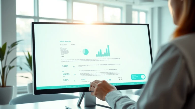 Engaging scene of a user analyzing text with an ai checker in a modern office environment.