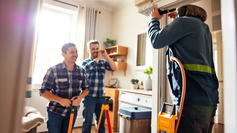 Engaging professionals showcasing dryer vent franchises near me with expert cleaning services.