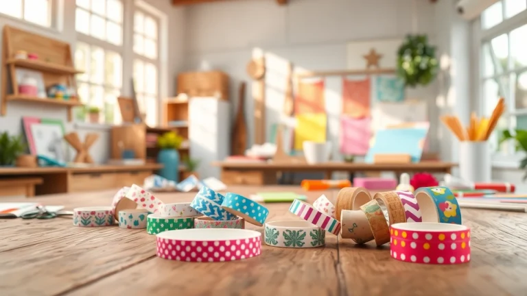 Enhance your crafts with vibrant custom washi tape designs displayed artistically on a wooden table.
