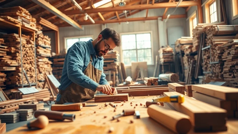 Explore carpentry apprenticeship near me with a carpenter skillfully shaping wood in a vibrant workshop.