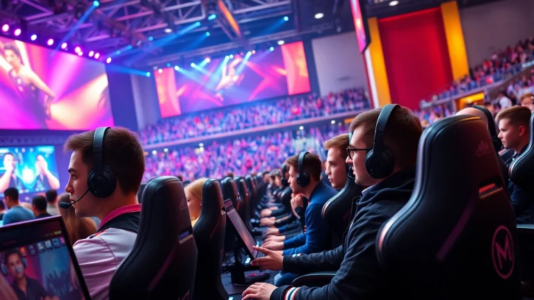 메이저사이트에서 진행 중인 esports 대회 모습, 팬들의 열렬한 응원과 함께한다.
