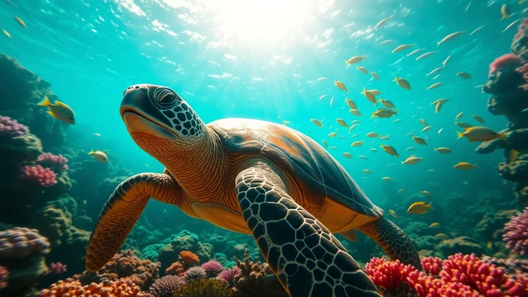 Swim with a turtle snorkel while exploring vibrant coral reefs and marine life.