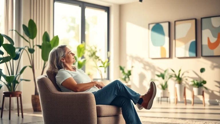 Individual dealing with stress in a calming therapy session, focusing on relaxation and wellness.