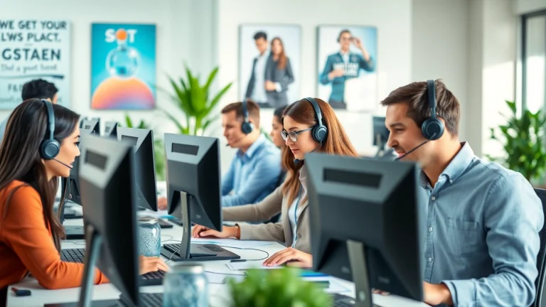 Providing the Best Outsourced Customer Service by dedicated agents in a modern office.