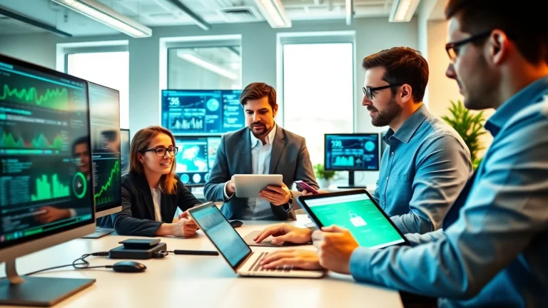 Analyst im Bereich Cybersecurity analysiert Daten in einem modernen Büro.