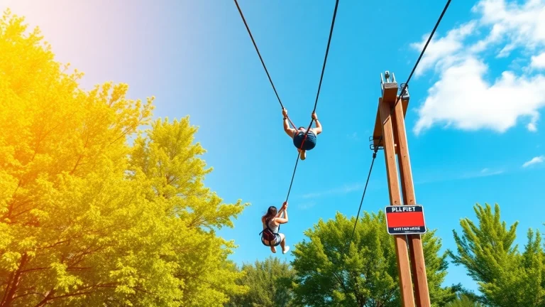 Zipping through the air with quality ZIP WIRE KITS in an exhilarating outdoor adventure.