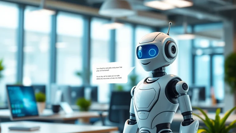 Enhancing user experience with a website chatbot interaction in a modern office setting.