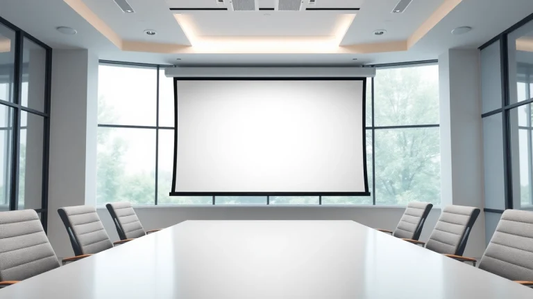 Showcasing a Professional Projection Screen in a contemporary conference setting.