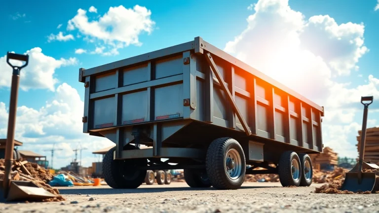 Find a quality dump trailer for sale near me featuring a robust design in a professional construction setting.