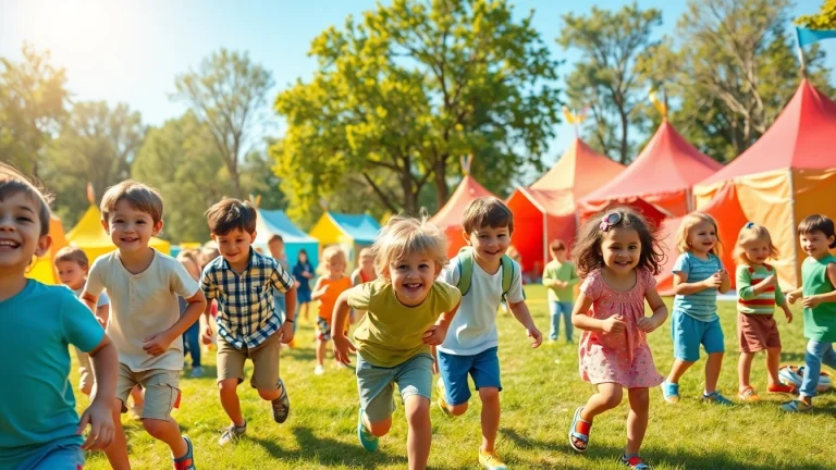 Kids enjoying activities at holiday camps in a sunny, vibrant setting full of fun.