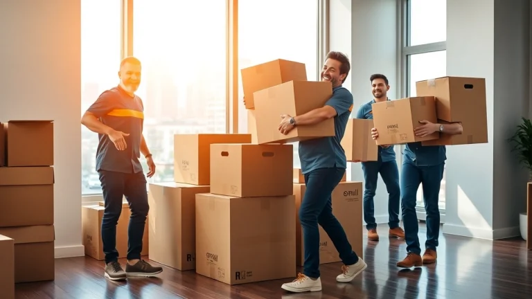 Bronx movers efficiently loading boxes in a bright urban apartment, showcasing professional service.